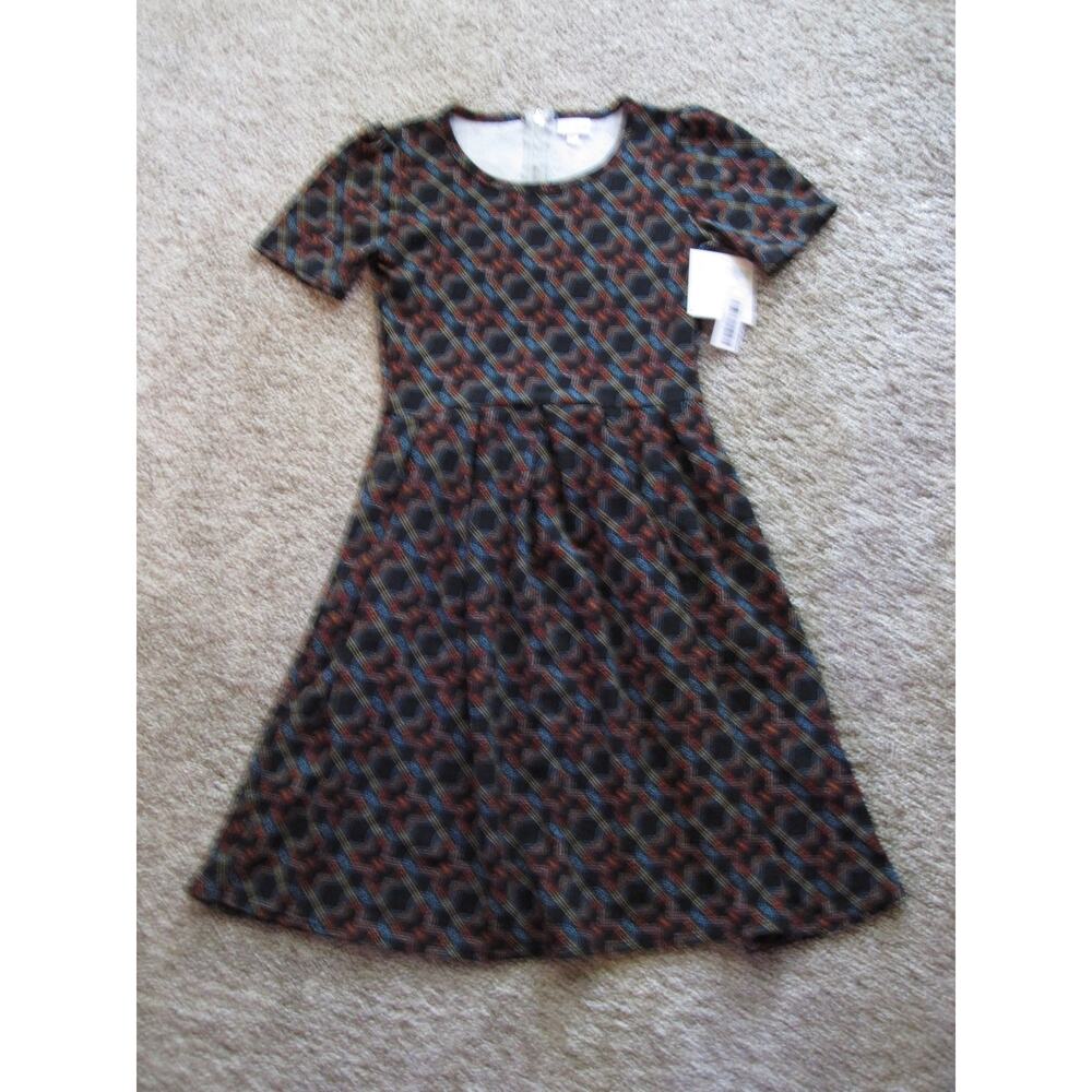 New LuLaRoe Amelia‎ Knee length Dress womans Small Black Butterfly with Pockets!